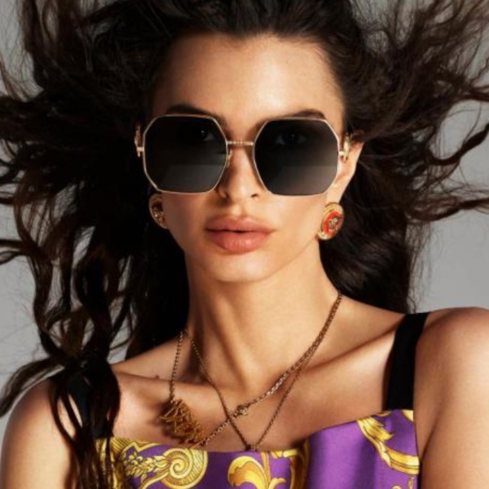 Versace Gold Frame Black Gradient Lens Women's Sunglasses